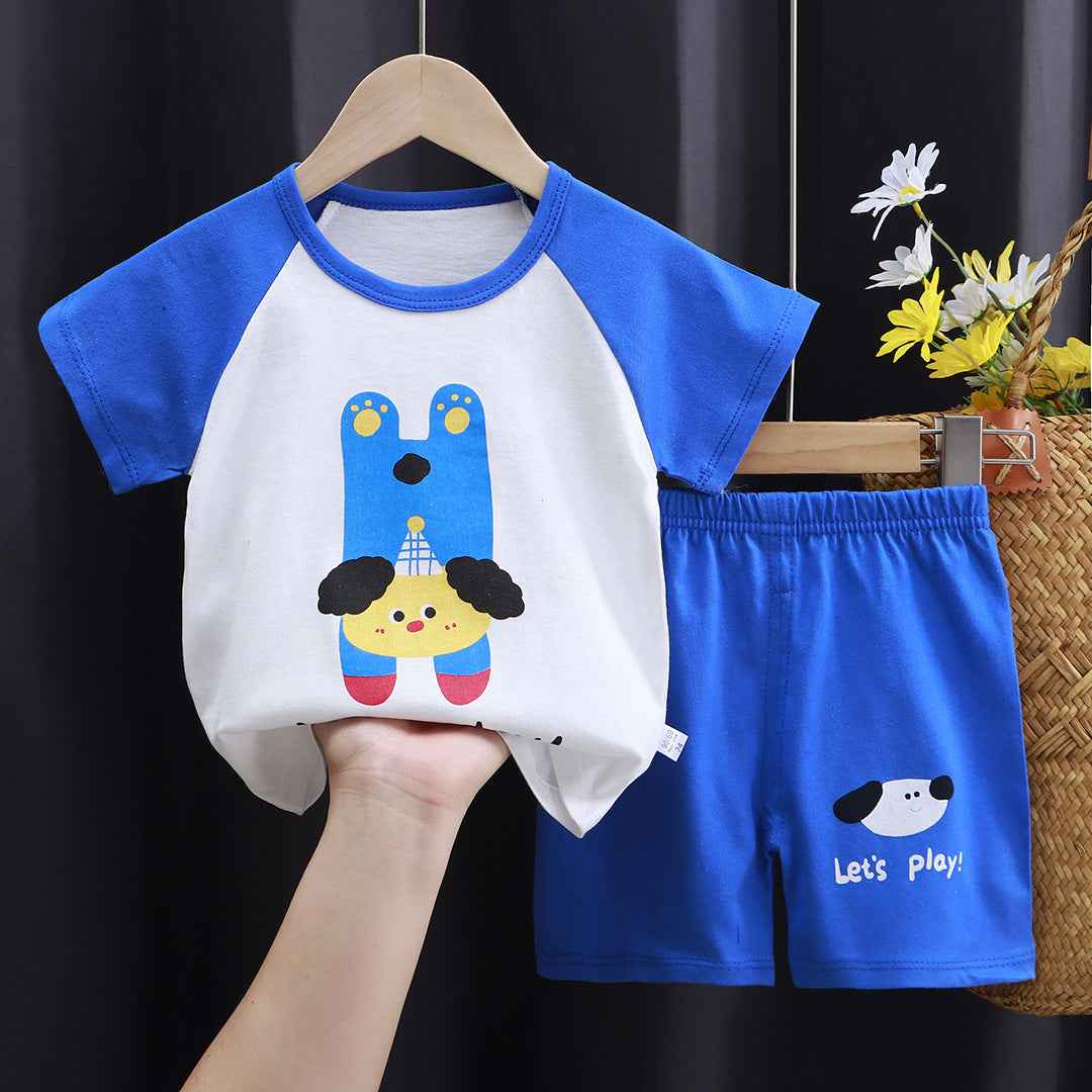 T-Shirt & Short Pants Set for Summer Character Cartoon Print Short Sleeves