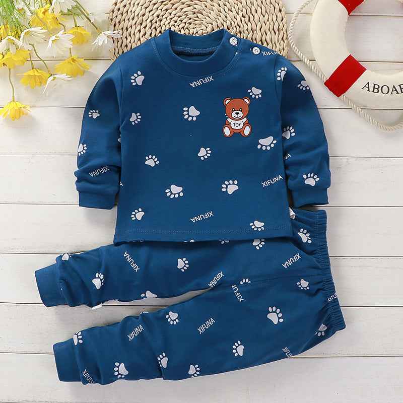 Winter Blue Teal Bear and Paw Sweatshirt & Footie Pajama