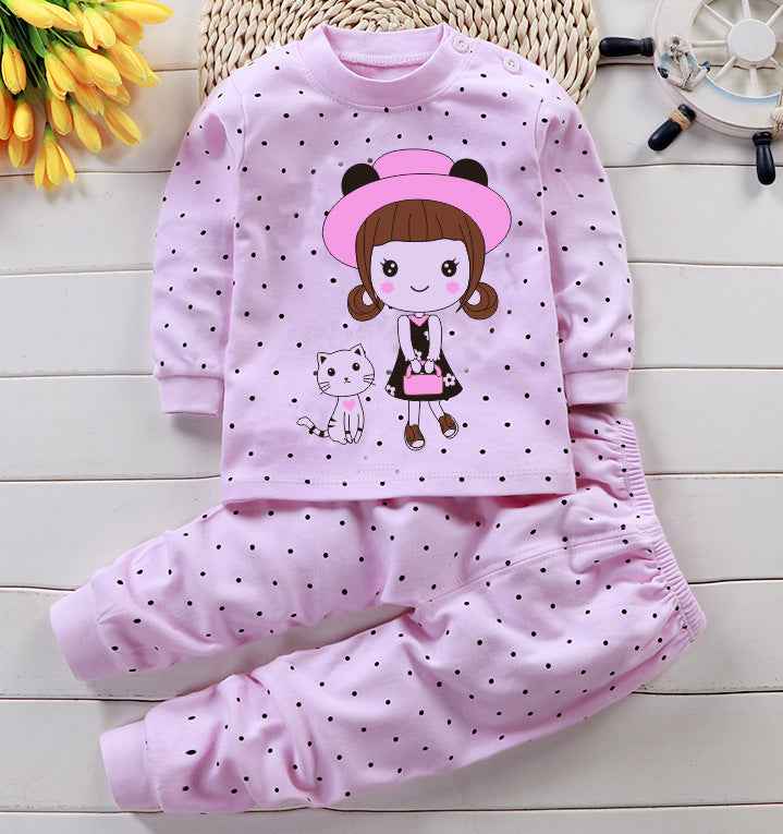 Winter Doll Cartoon Pink Sweatshirt & Footie Pajamas