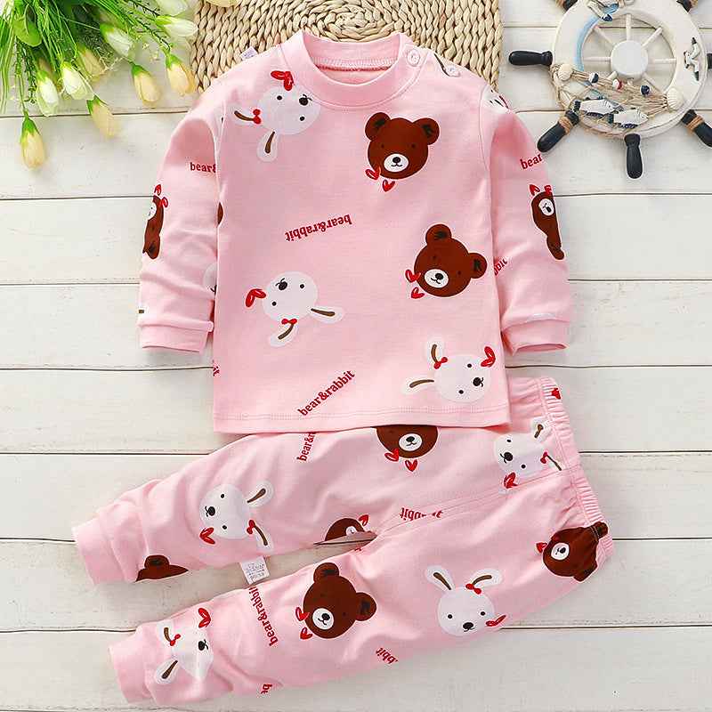 Winter Bear & Bunny Face Pink Sweatshirt & Footie Pajamas