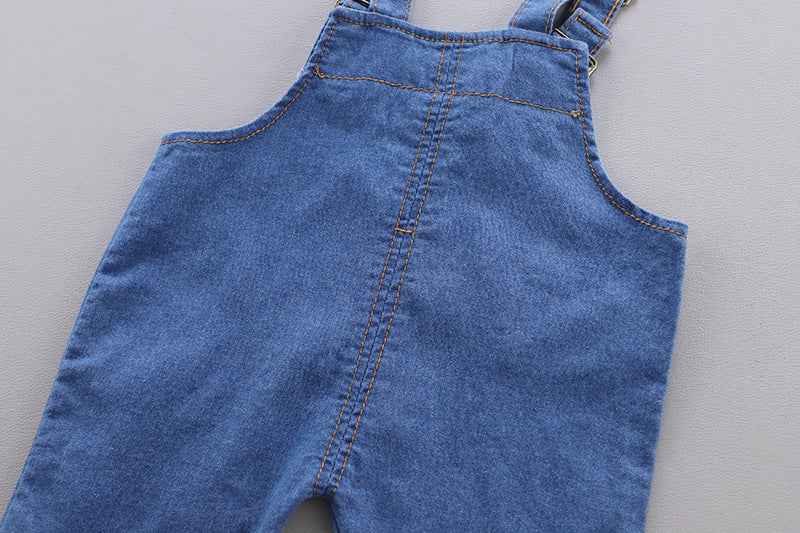 Light Blue Polo Shirt with Denim Dungaree Short Set