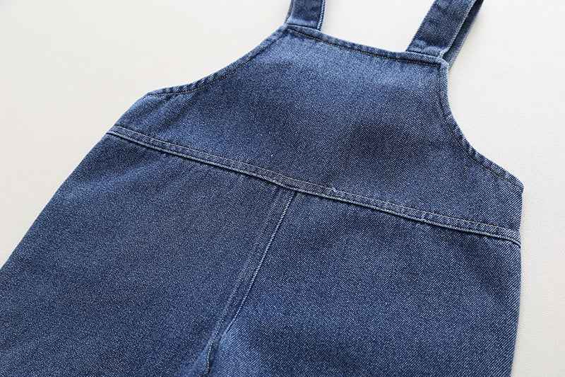 Black n Beige Stripes T-Shirt with Denim Dungaree Short Set