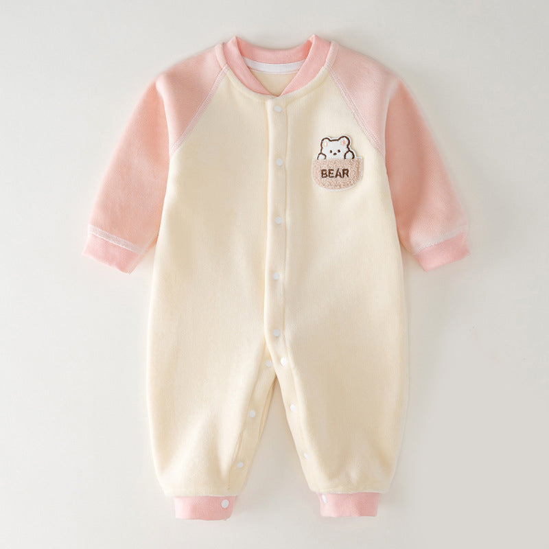 Winter Jumpsuit Polyester Fiber Pink Offwhite