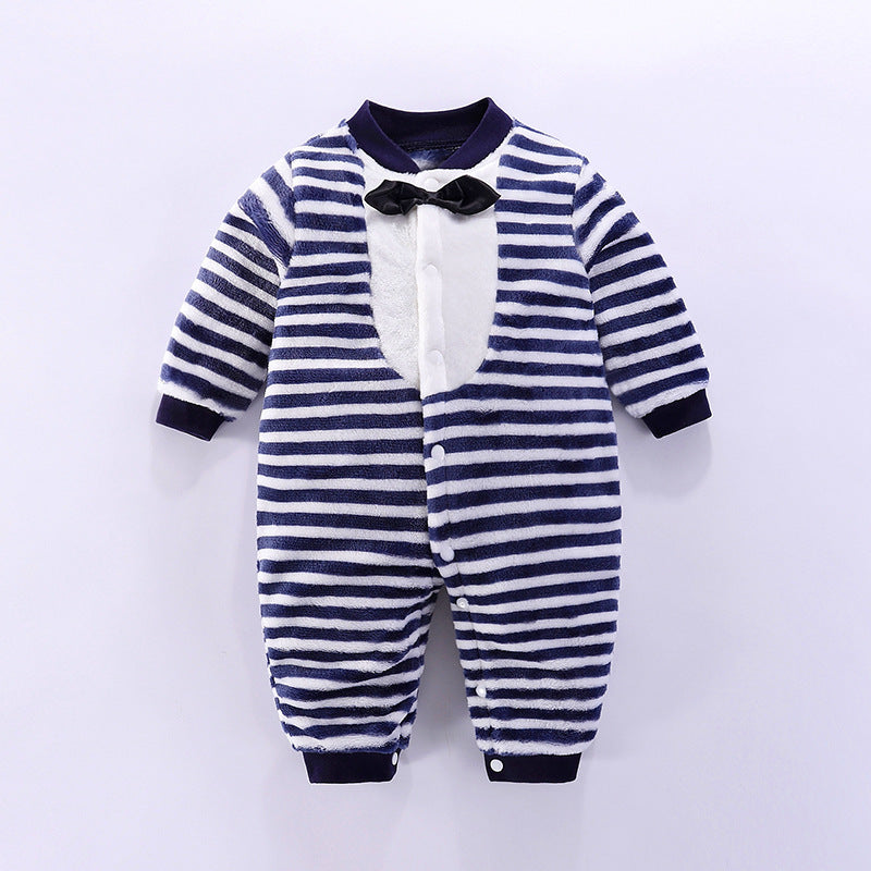 Winter Jumpsuit Coral Fleece Blue Bow