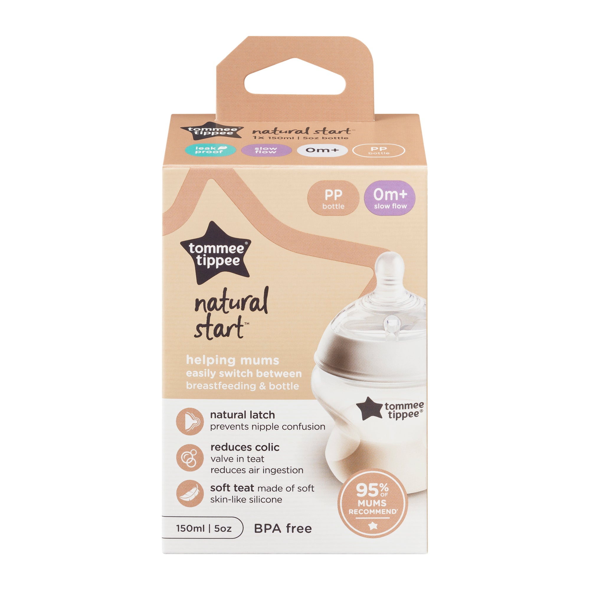 Natural Start PP Feeding Bottle 150ml With S Teat - Tommee Tippee