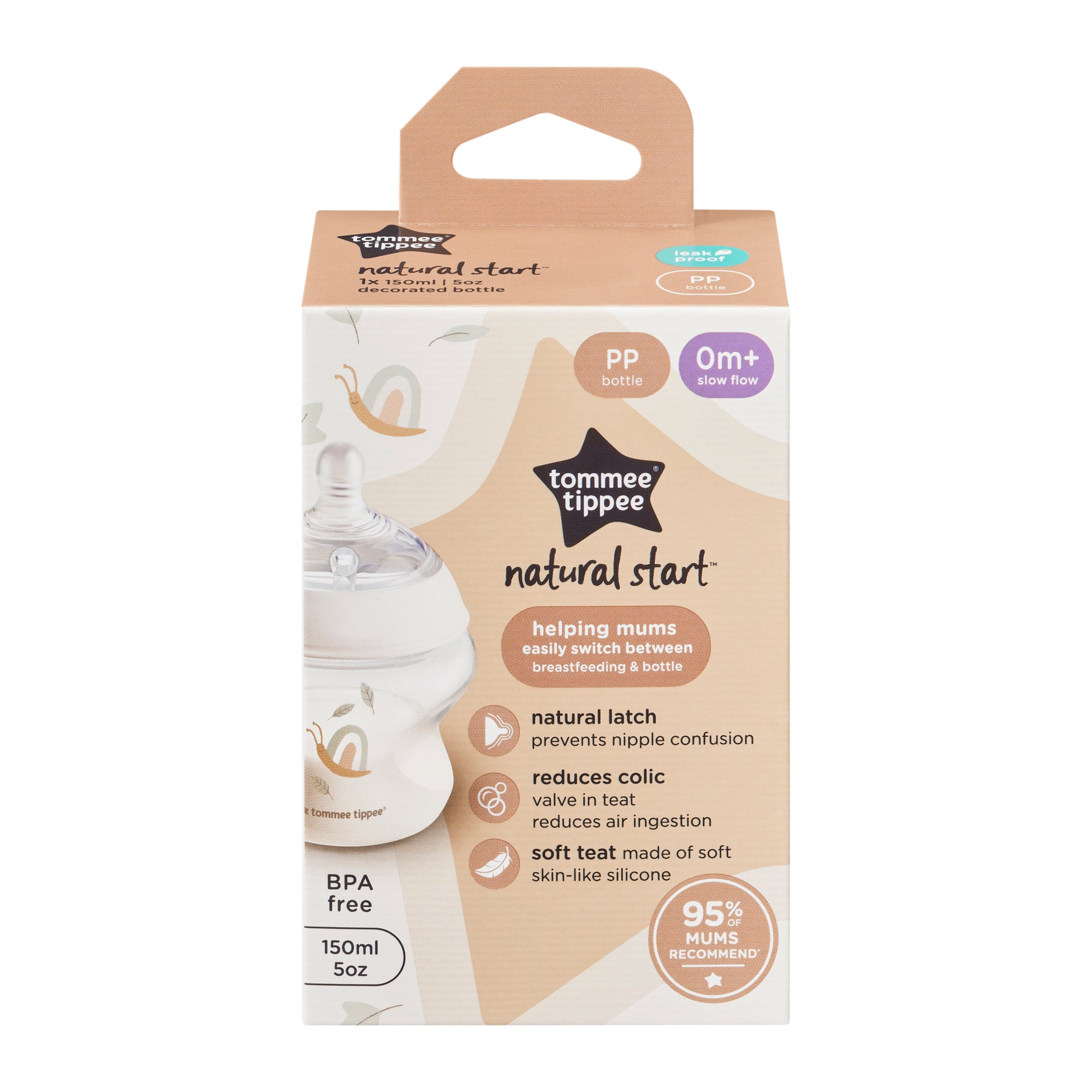 Natural Start Tinted Feeding Bottle 150ml S Teat - Tommee Tippee