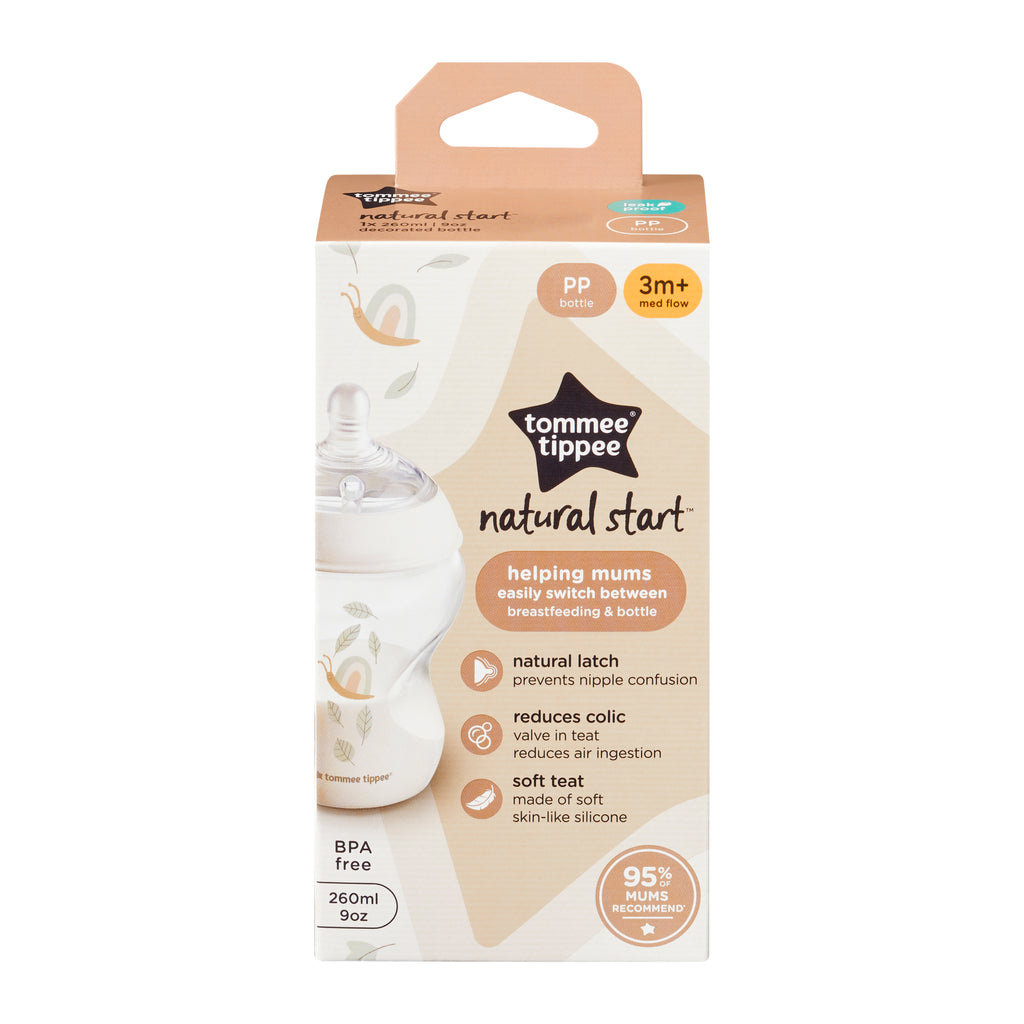 Natural Start Tinted Feeding Bottle 260ml With Teat - Snail - Tommee Tippee