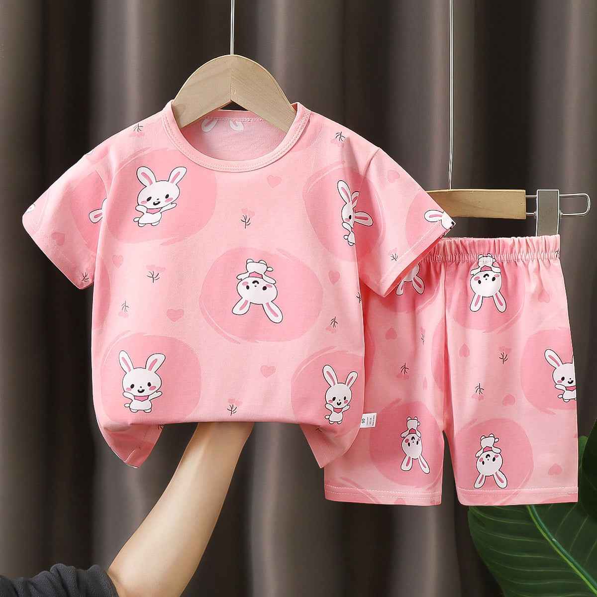 T-Shirt & Short Pants Set for Summer Character Cartoon Print Short Sleeves