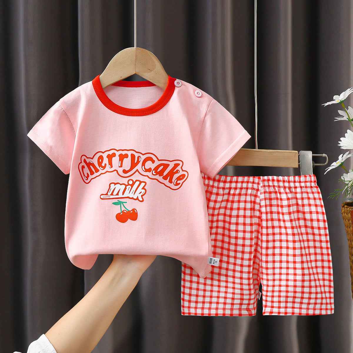 T-Shirt & Short Pants Set for Summer Character Cartoon Print Short Sleeves