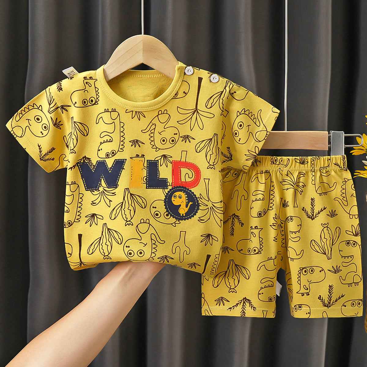 T-Shirt & Short Pants Set for Summer Character Cartoon Print Short Sleeves
