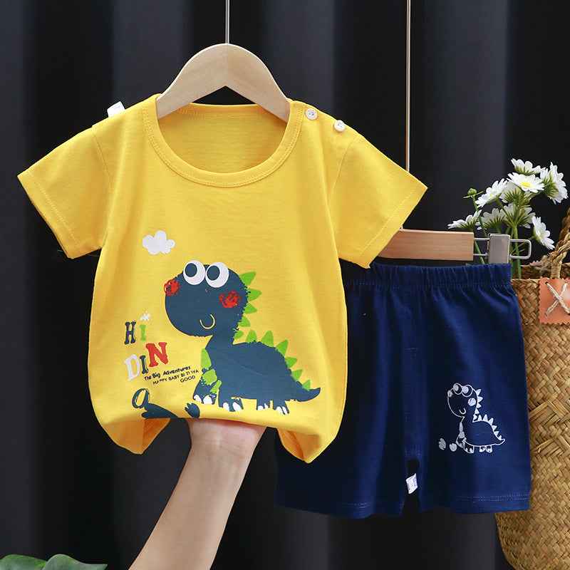 T-Shirt & Short Pants Set for Summer Character Cartoon Print Short Sleeves