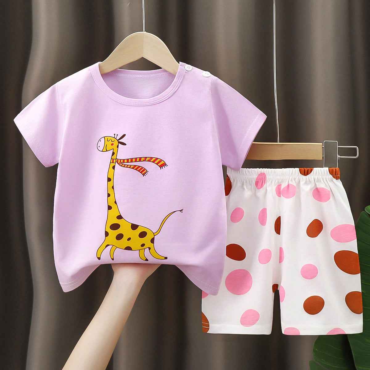Pink White T-Shirt & Short Pants Set for Summer Character Cartoon Print Short Sleeves