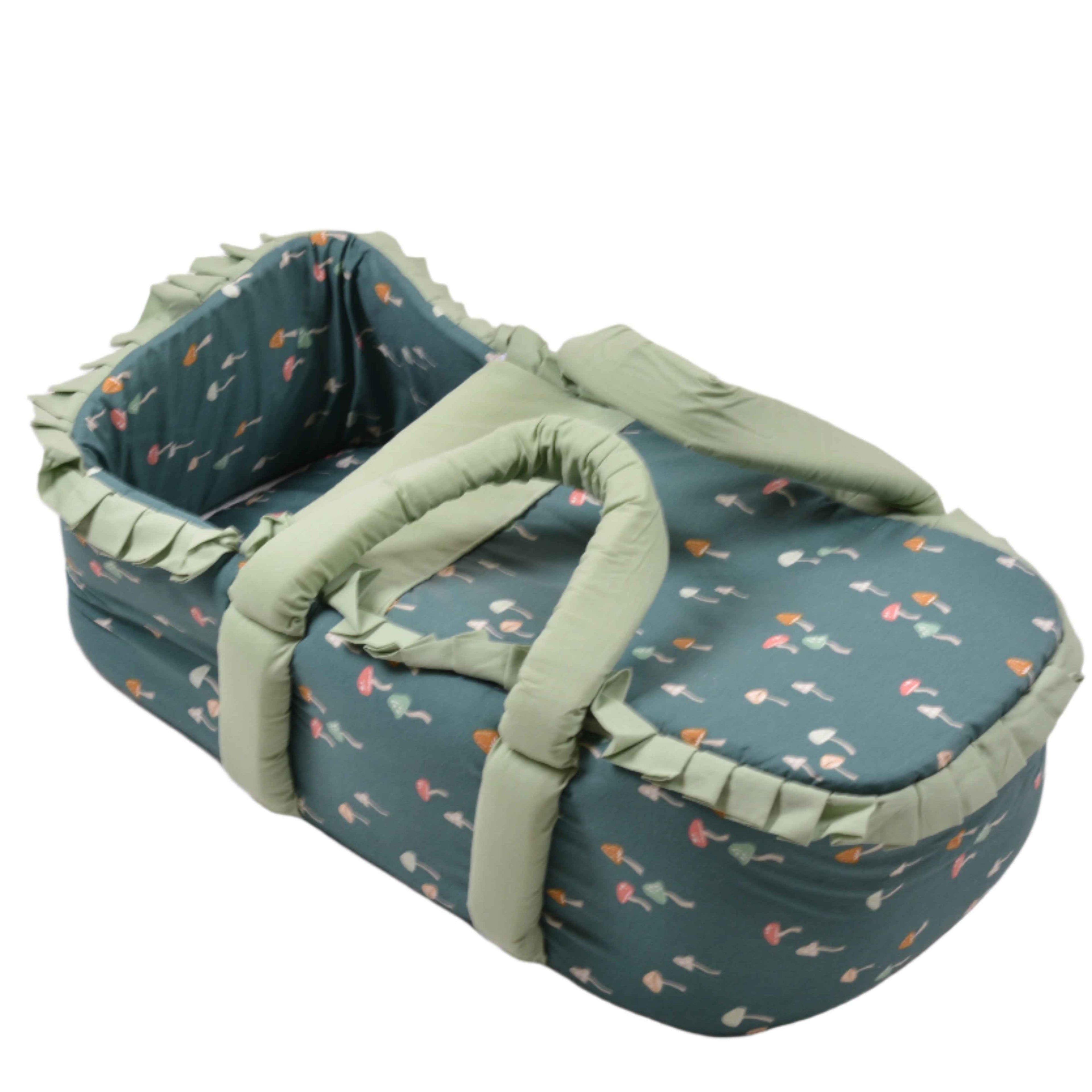 Mushroom Printed Green Hand Carry Cot