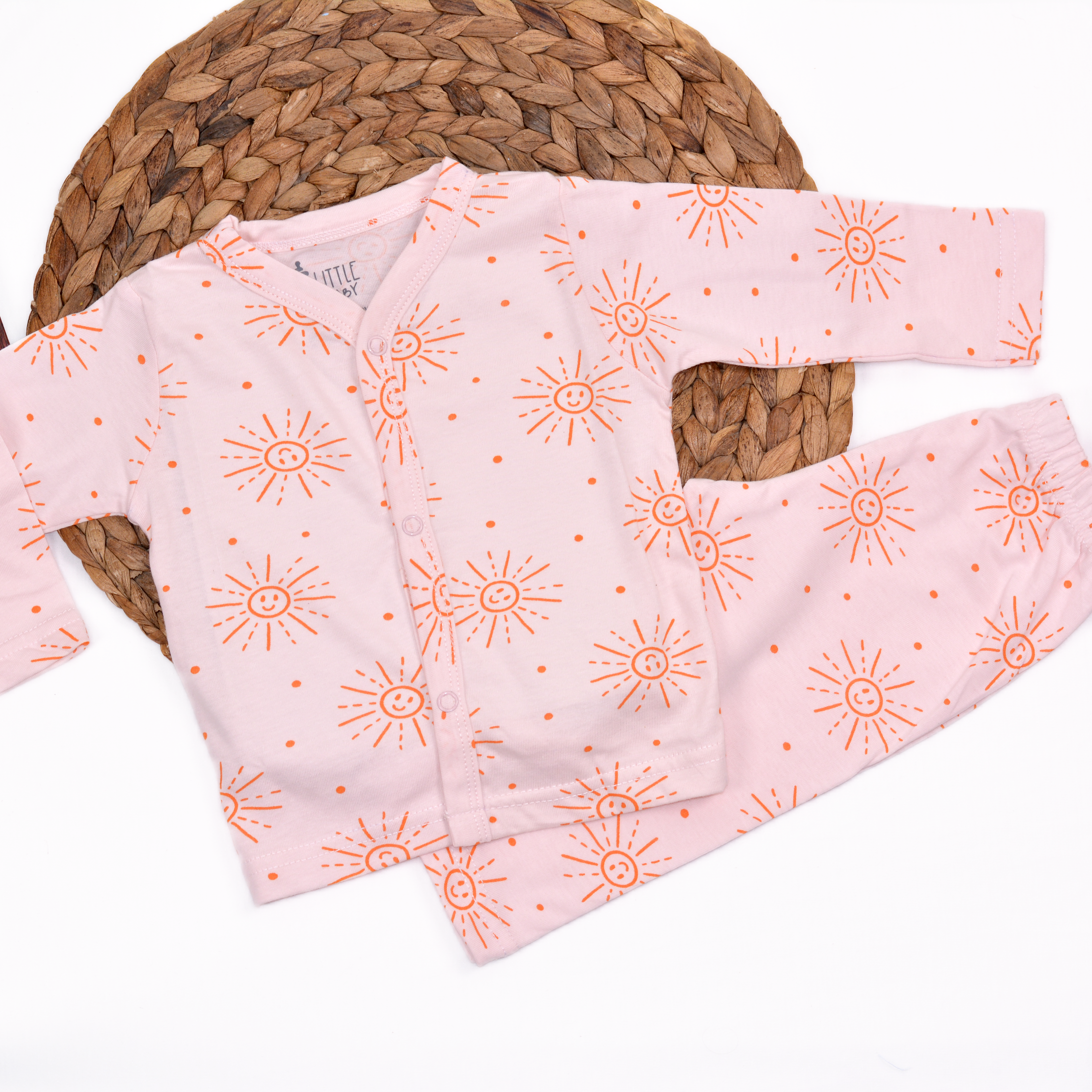 Pink Sun Shape Shirt and Pajama Set