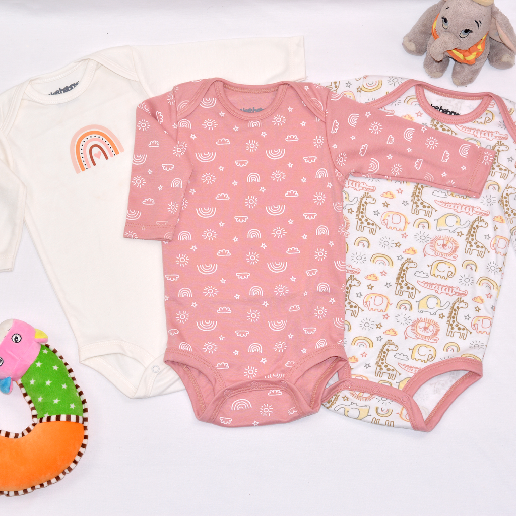 Safari Theme Bodysuits Long Sleeves 3 Pcs Pack