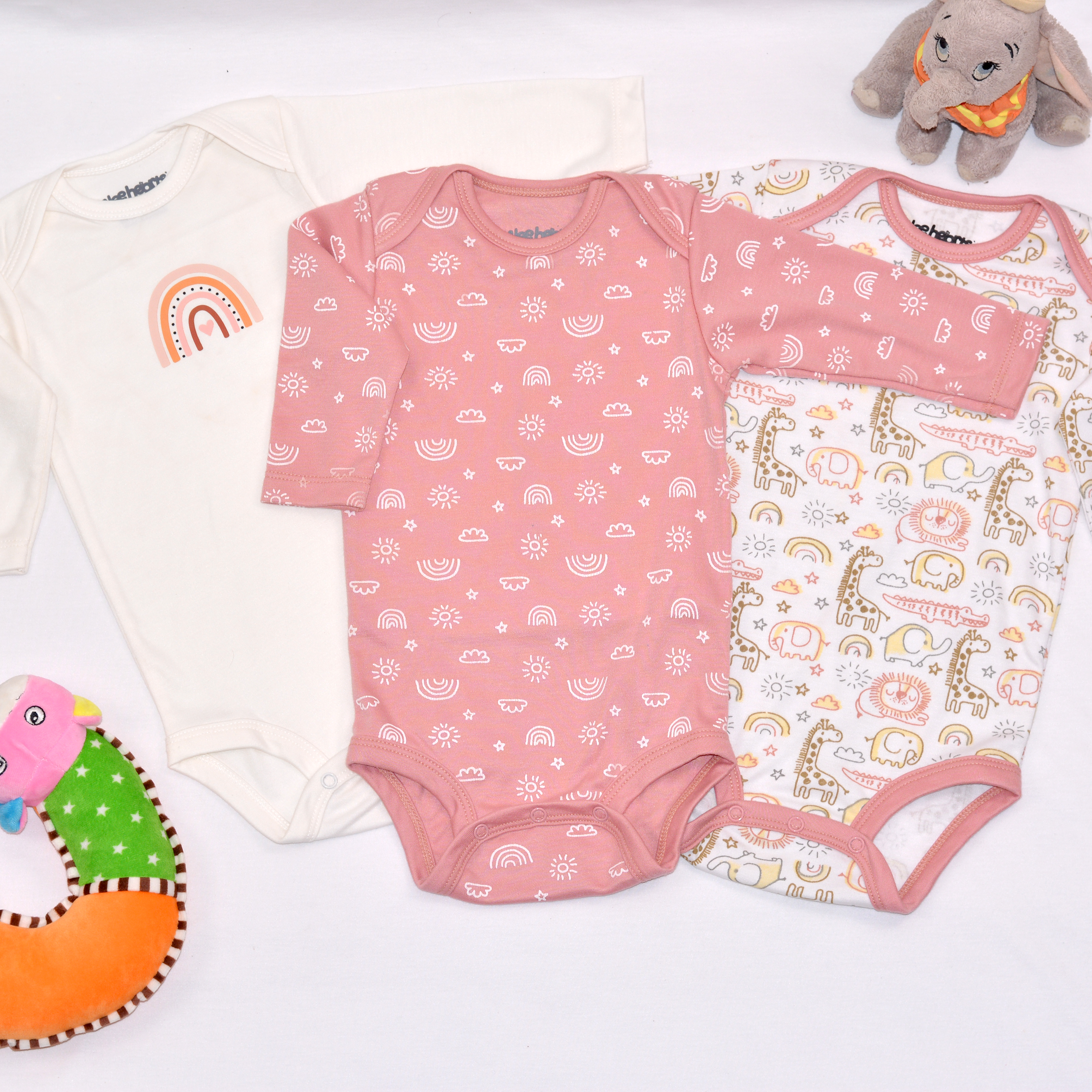 Safari Theme Bodysuits Long Sleeves 3 Pcs Pack
