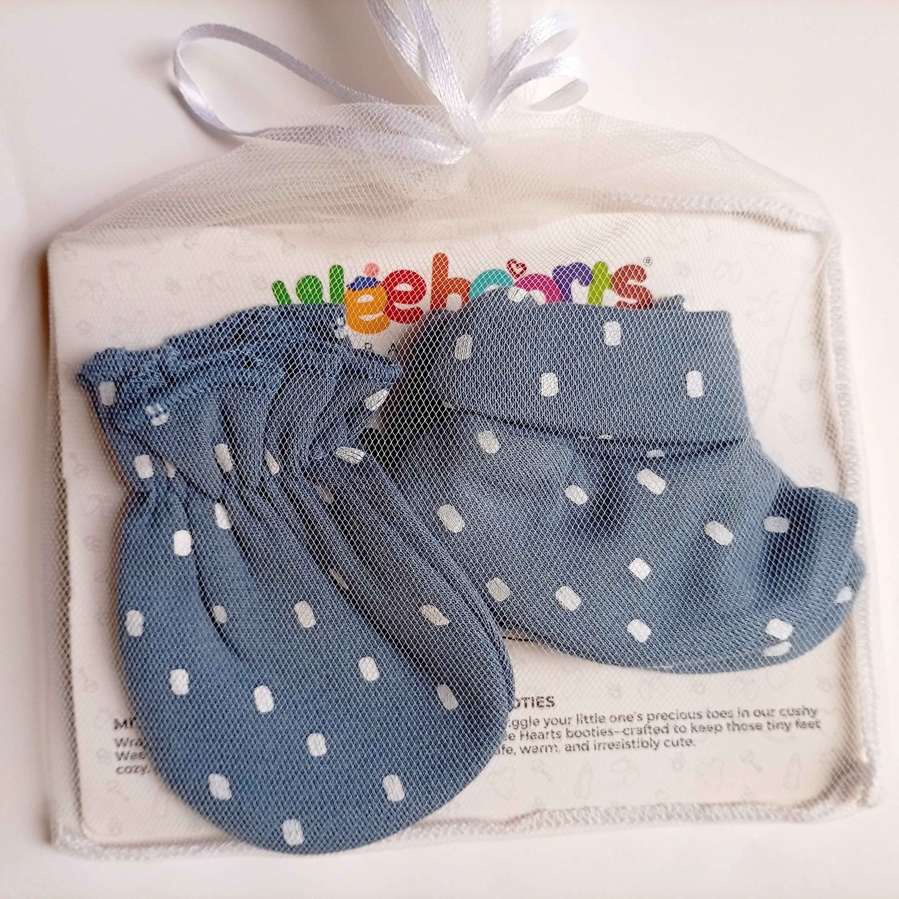 Grey White Polka Dots Mittens and Booties Set
