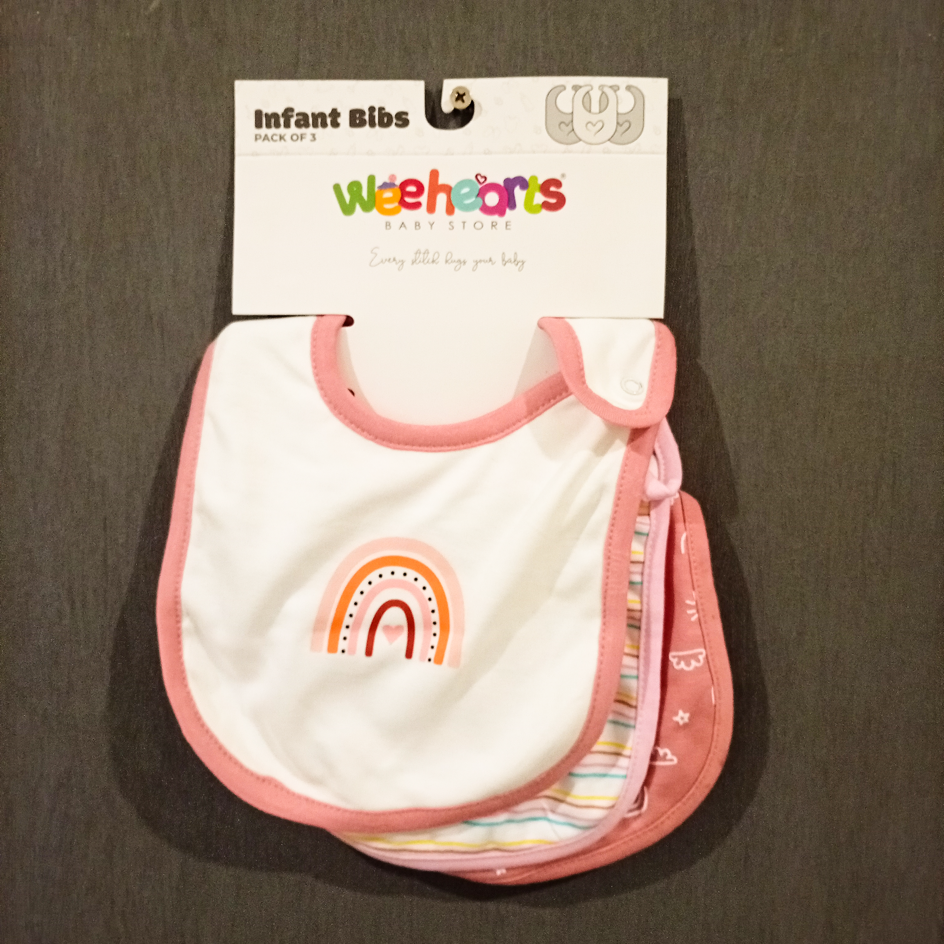 Rose Pink Rainbow Bib Combo 3 Pcs Pack