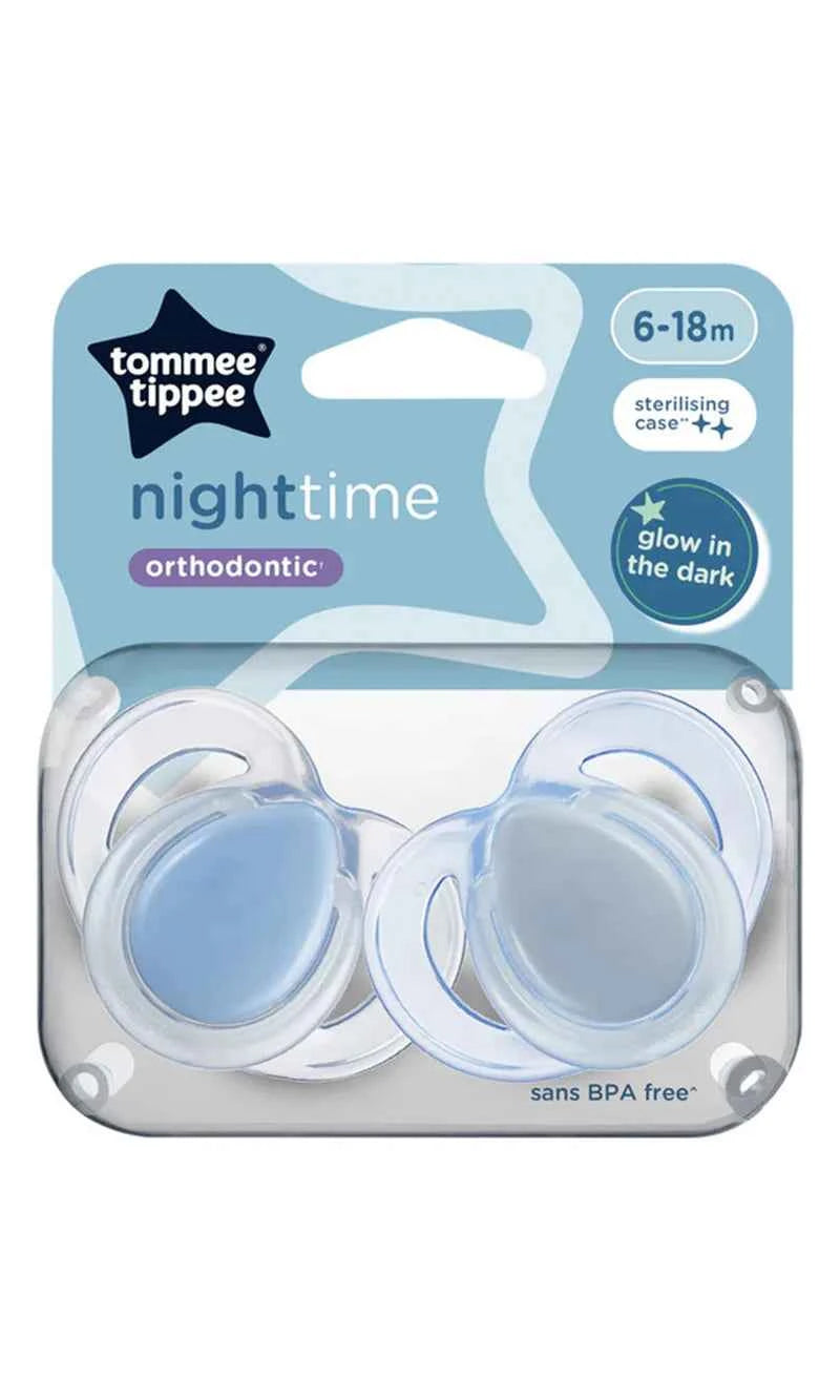 Closer to Nature Night Time 2 Orthodontic Soothers 6-18M - Tommee Tippee