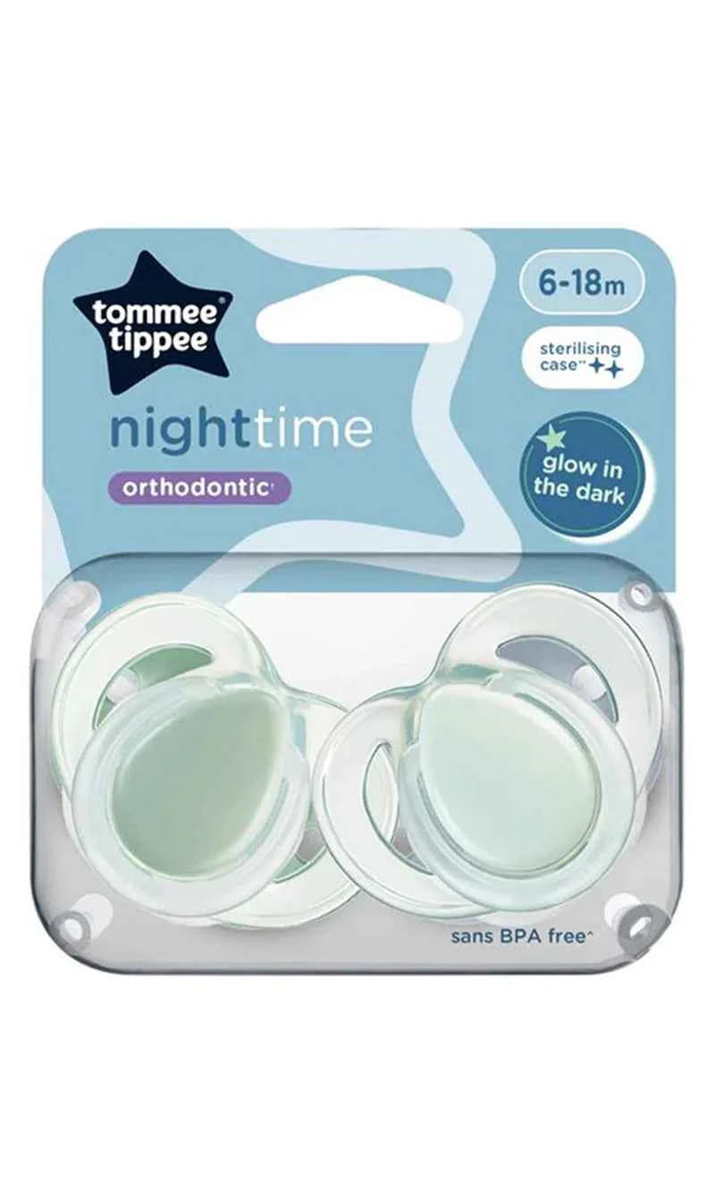 Closer to Nature Night Time 2 Orthodontic Soothers 6-18M - Tommee Tippee