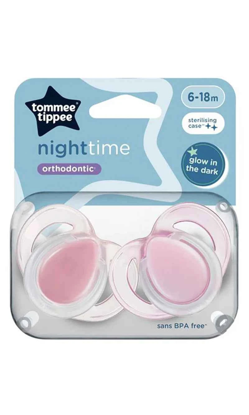 Closer to Nature Night Time 2 Orthodontic Soothers 6-18M - Tommee Tippee