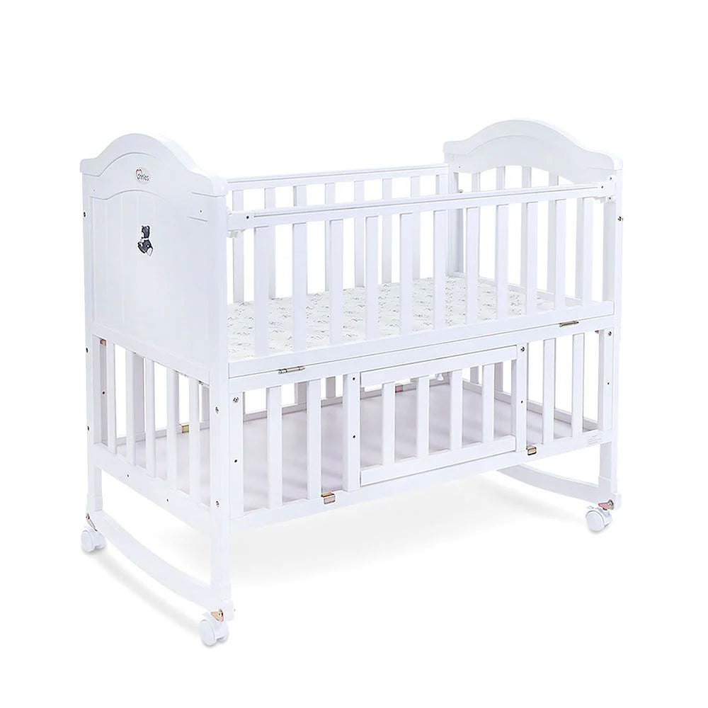 TINNIES WOODEN COT-(WHITE)
