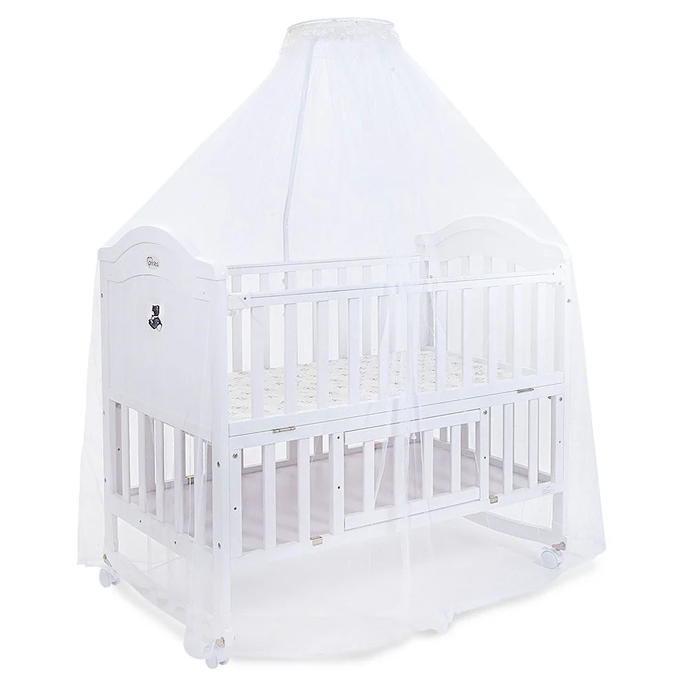 TINNIES WOODEN COT-(WHITE)
