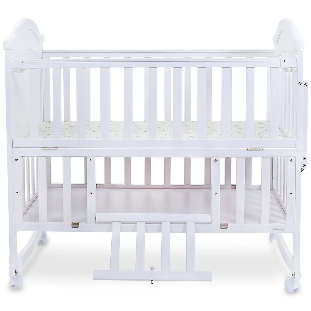 TINNIES WOODEN COT-(WHITE)