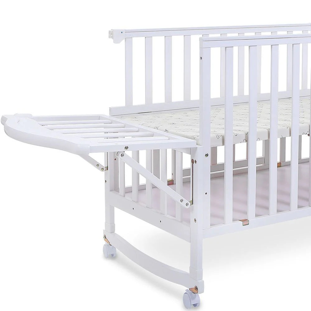 TINNIES WOODEN COT-(WHITE)