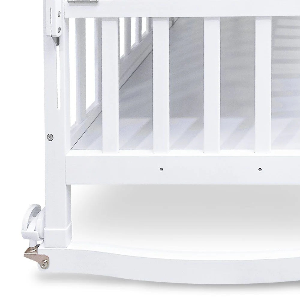 TINNIES WOODEN COT-(WHITE)