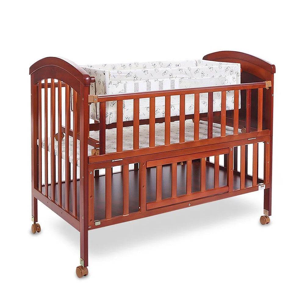 TINNIES WOODEN COT-(BROWN)