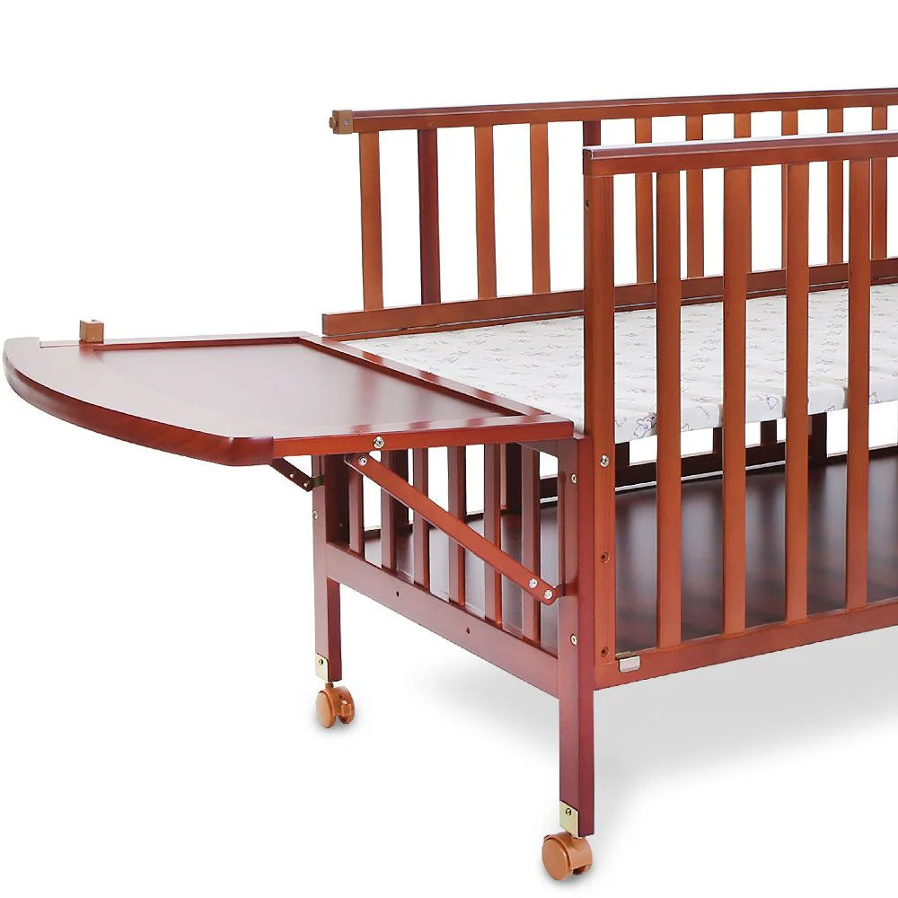 TINNIES WOODEN COT-(BROWN)
