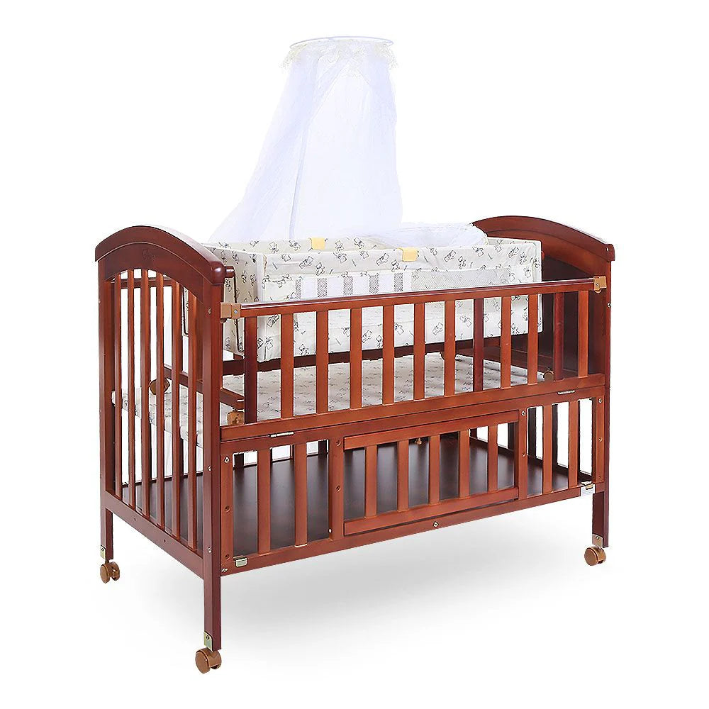 TINNIES WOODEN COT-(BROWN)