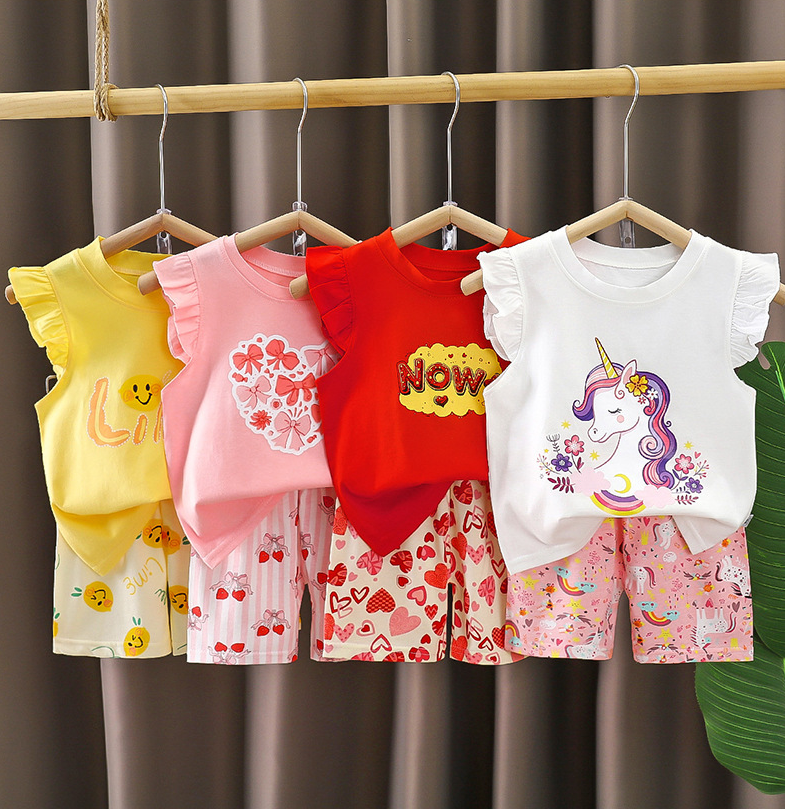 Lime Yellow Pleated Fly Sleeves Top and Shorts Set