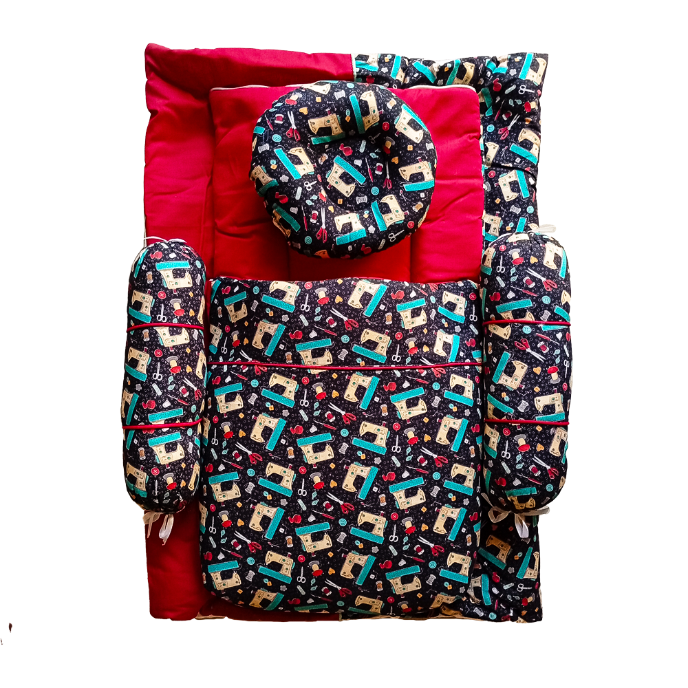 Black Red Printed Bed Sets 5Pcs