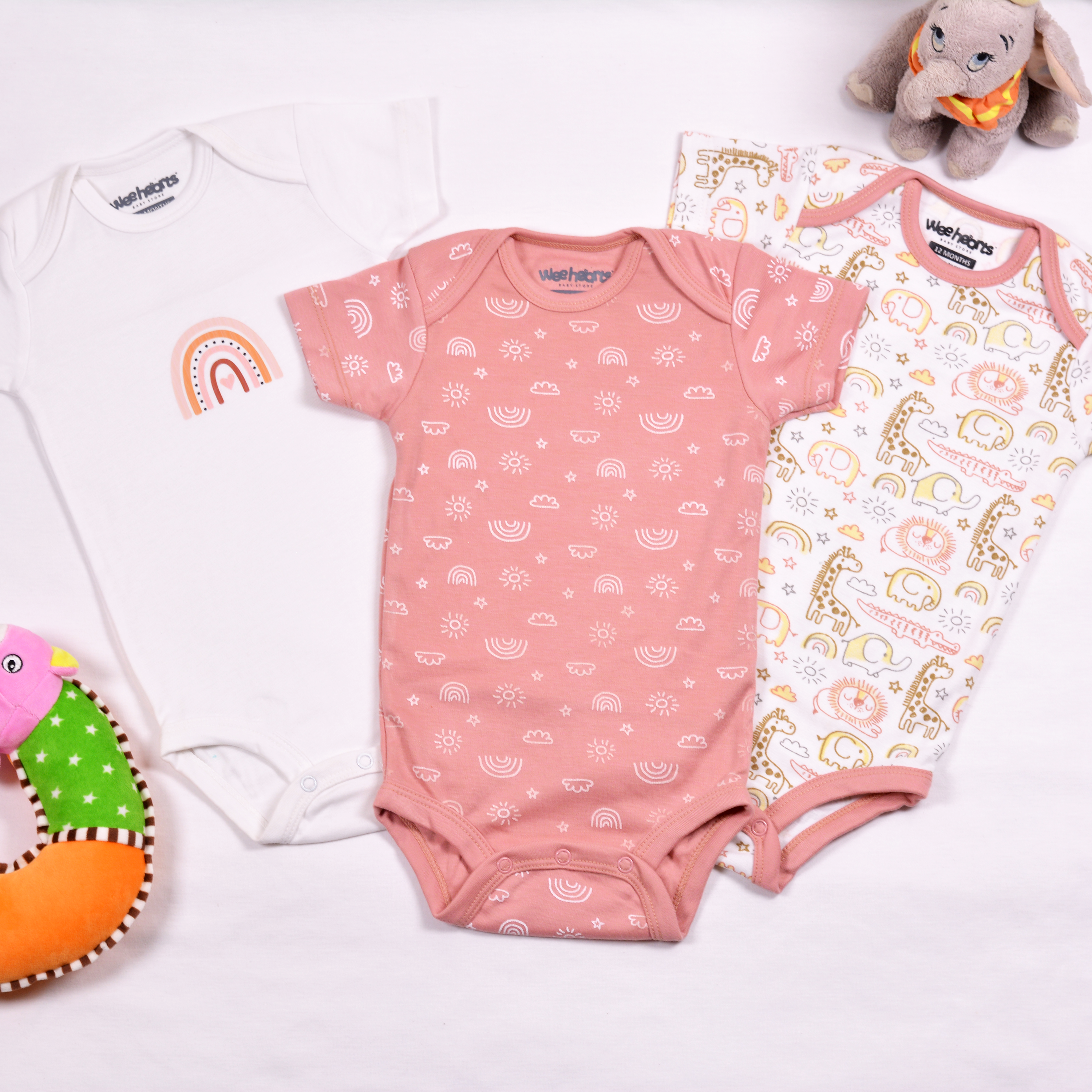 Safari Theme Bodysuits Short Sleeves 3 Pcs Pack