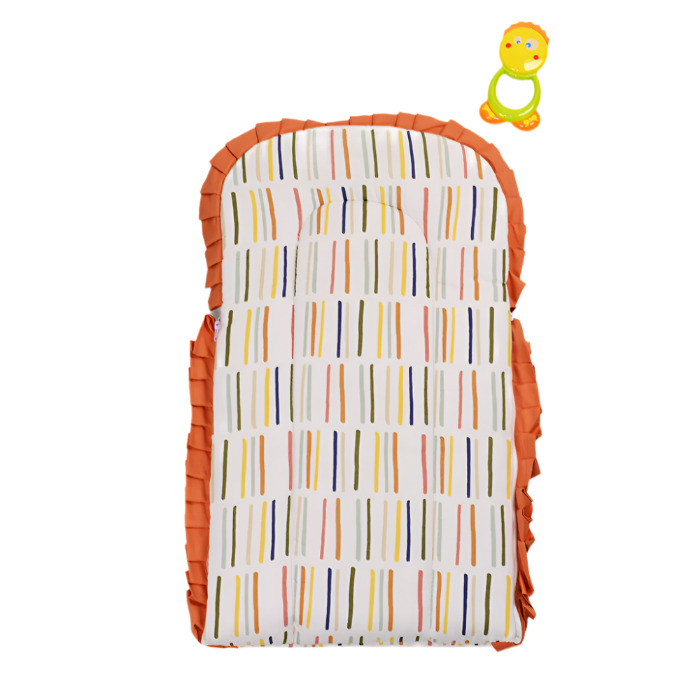 Multicolor Line Pattern Orange Carry Nest