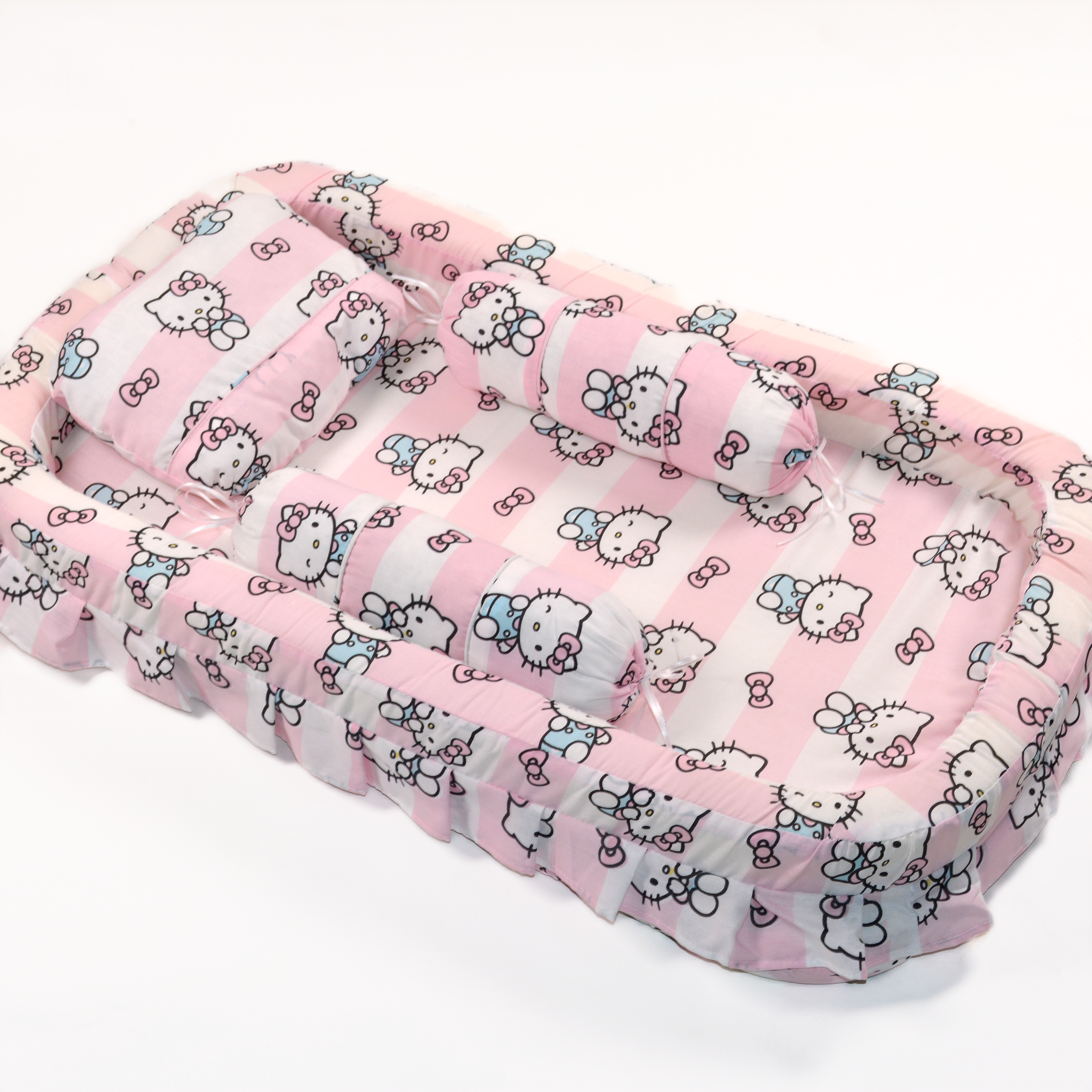 Pink Cartoon Snuggle Bed Set With Mosquito Net