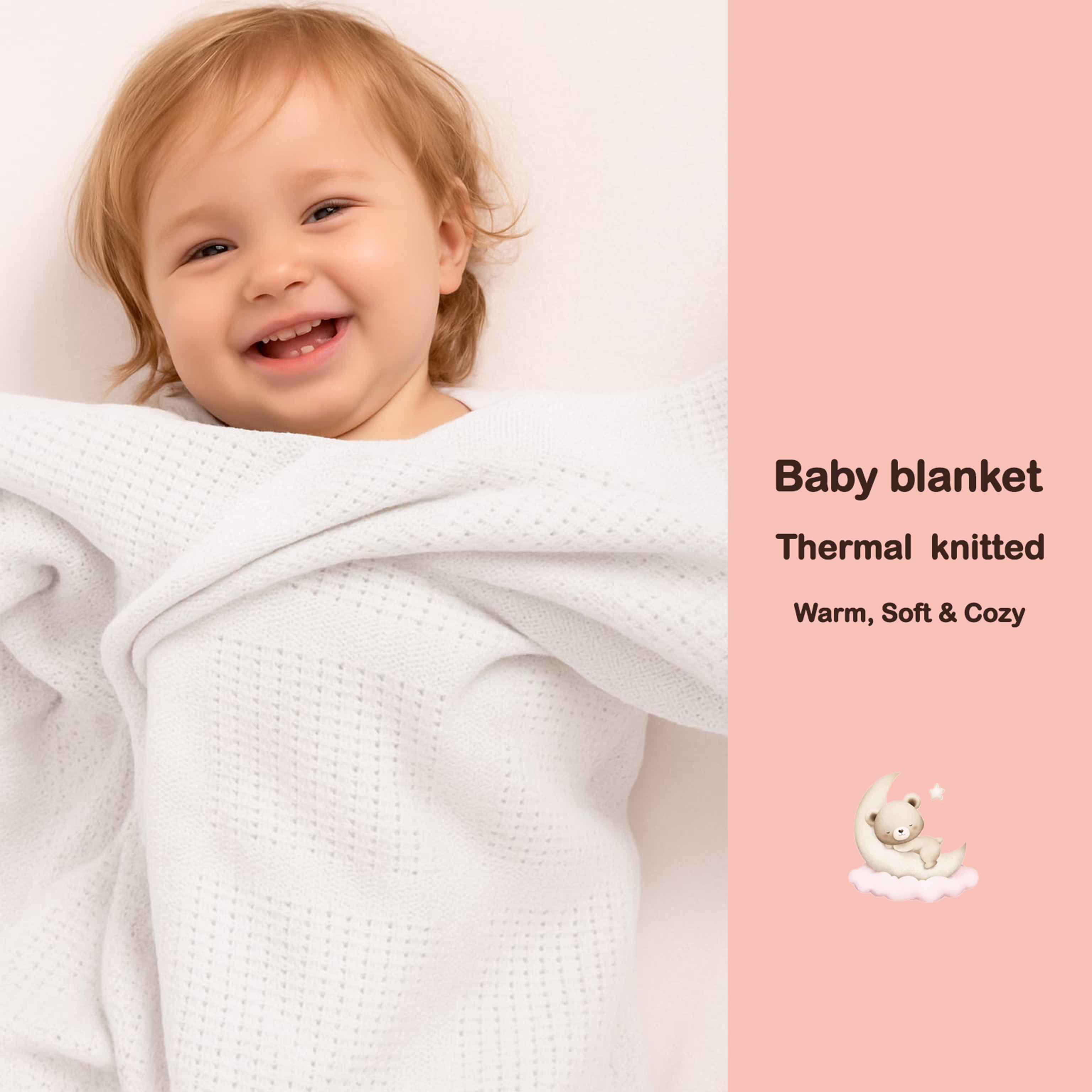 Winter White Thermal Knitted Baby Blanket