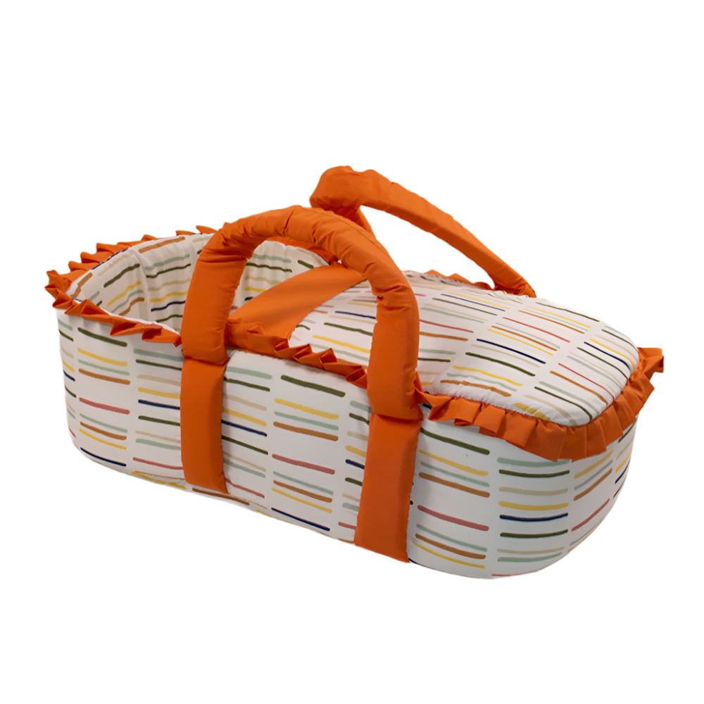 Orange Multicolor Line Print Hand Carry Cot