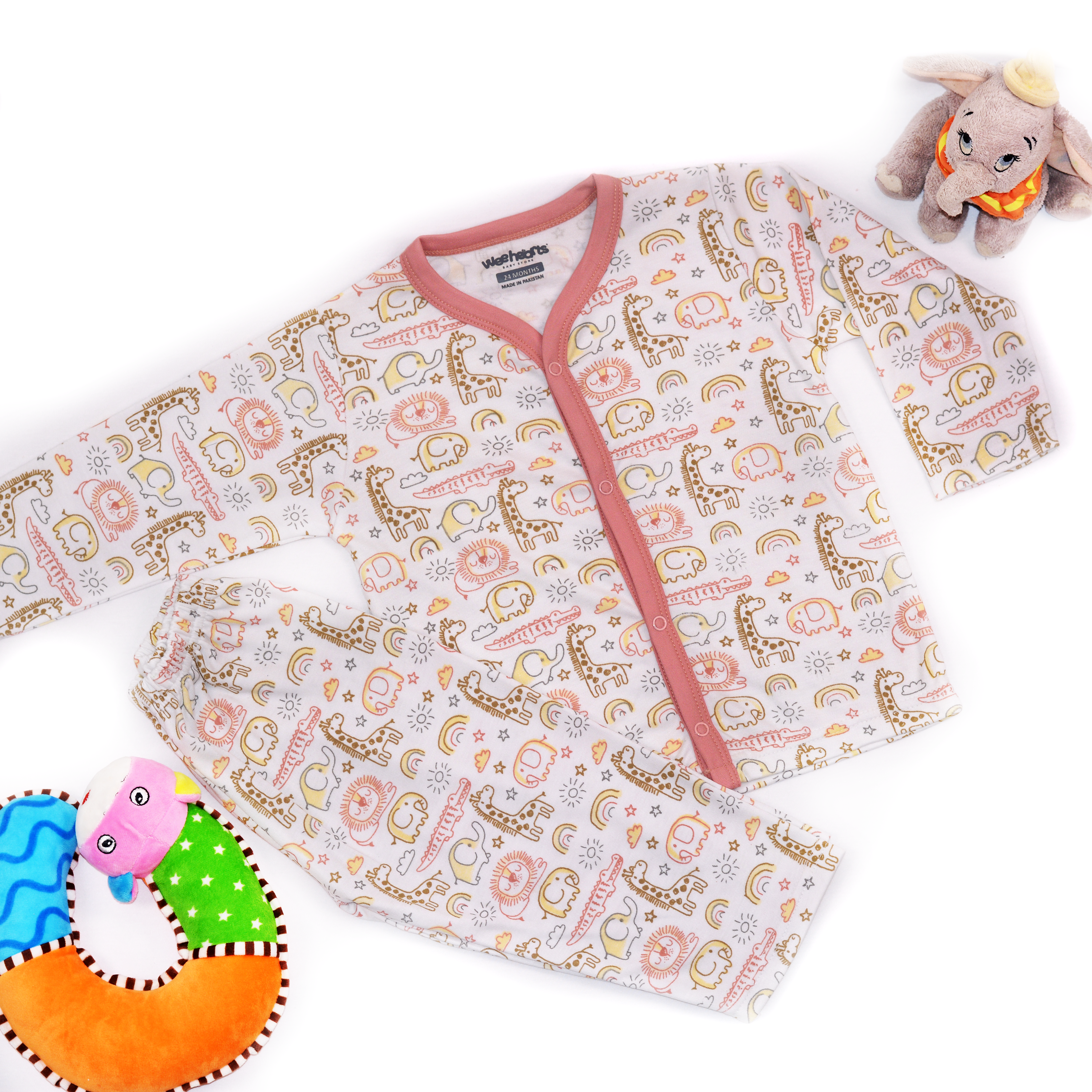 Safari Theme Night Suit Long Sleeves Animals Print