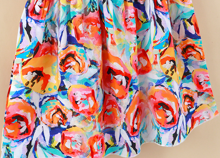 Light Pink Base Floral Sleeveless Frock