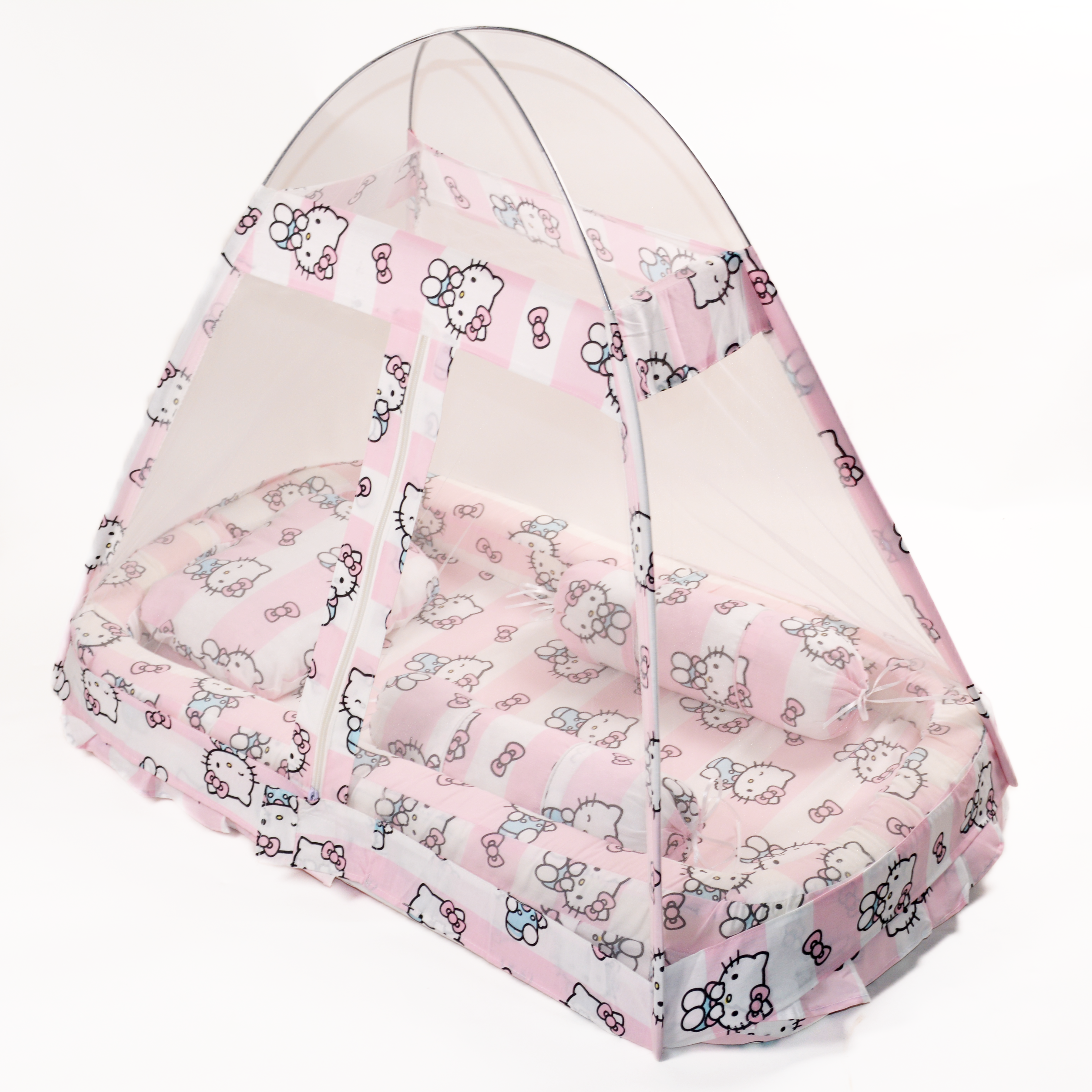 Pink Cartoon Snuggle Bed Set With Mosquito Net