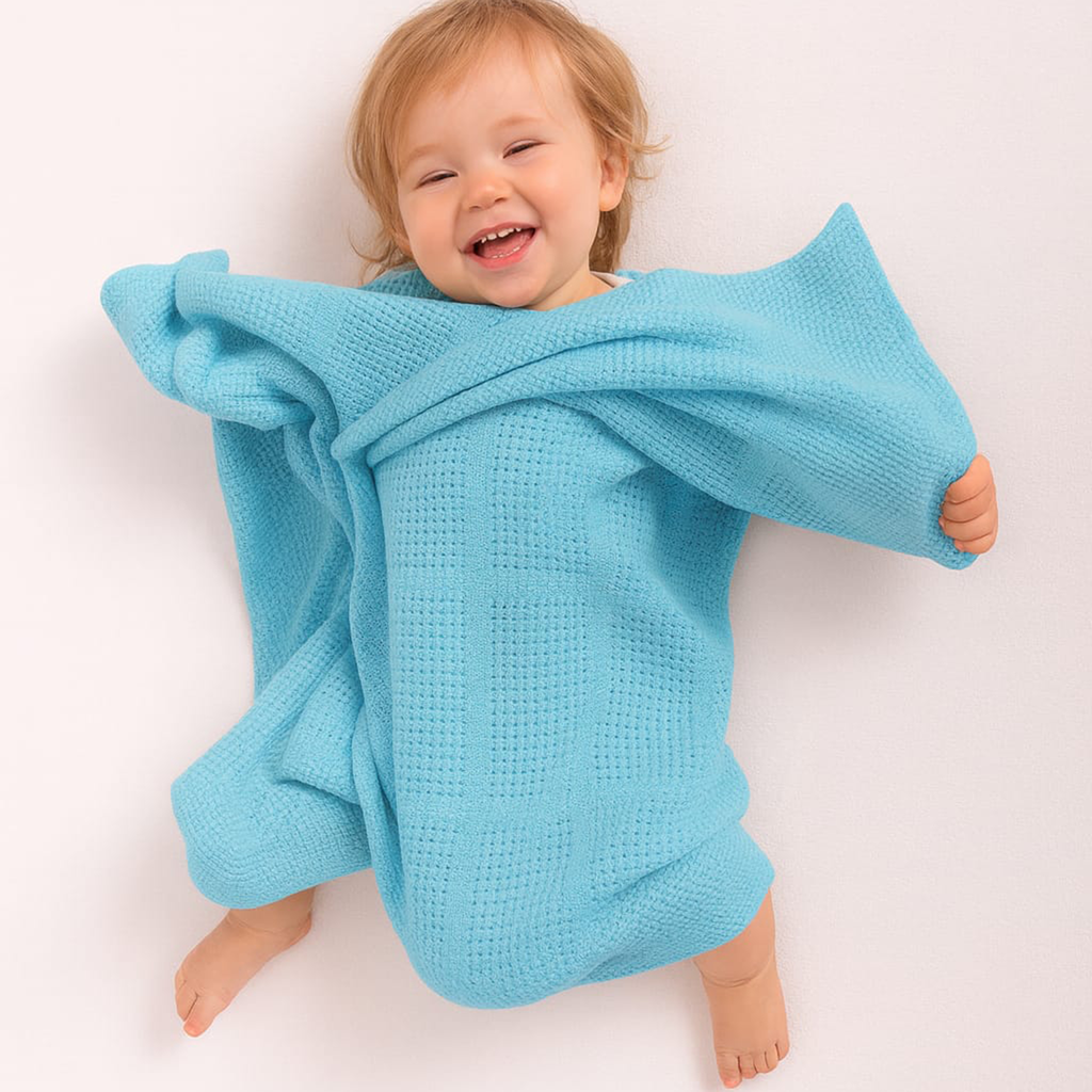 Winter Light Blue Thermal Knitted Baby Blanket