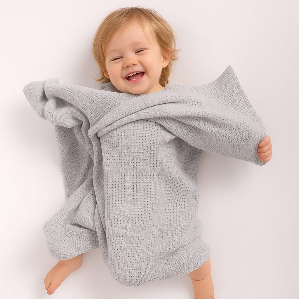 Winter Grey Thermal Knitted Baby Blanket