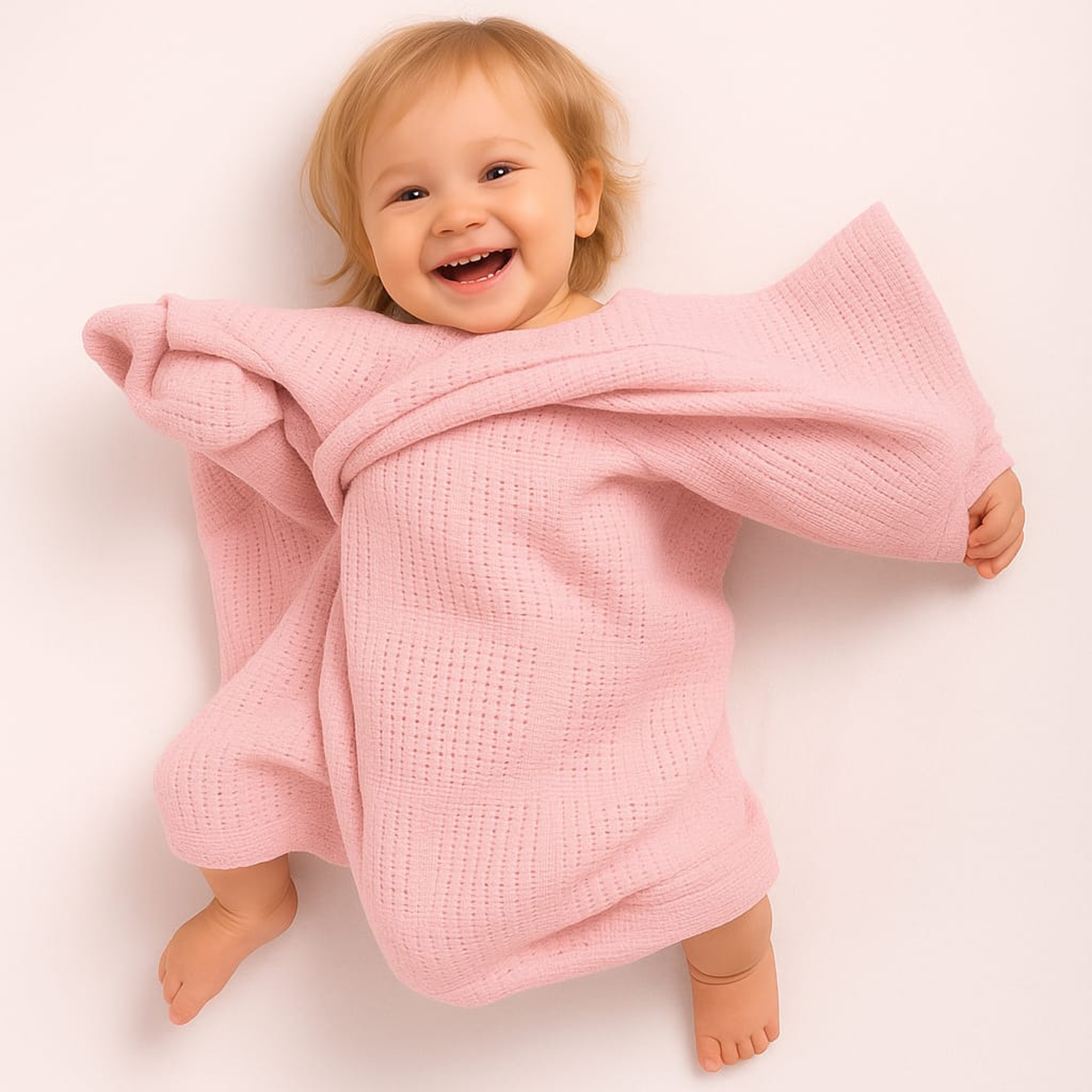 Winter Pink Thermal Knitted Baby Blanket