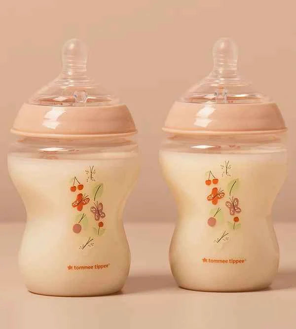 Natural Start Decor PP Bottle with M Teat Pack Of 2 260ML - Tommee Tippee